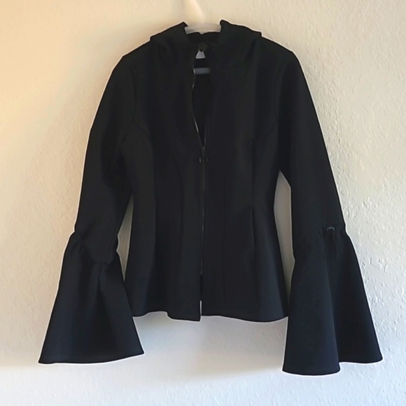 Jonathan Simkhai Hood Jacket. Size Medium Black Flare Sleeves. Zip Up. Like New - Picture 2 of 16